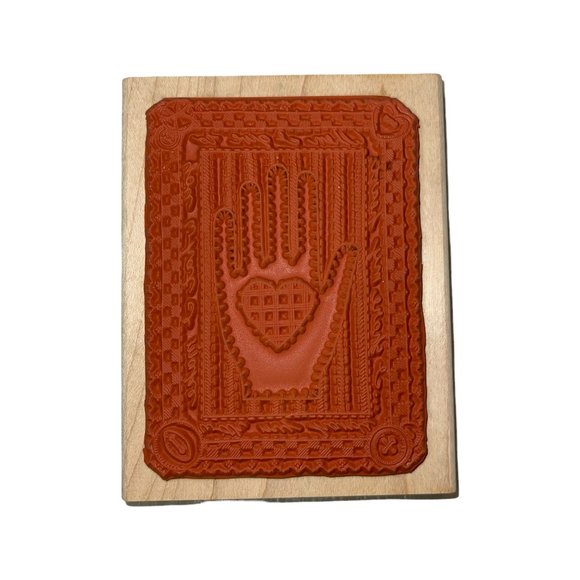 Stampin' Up! Vintage When I Give What I Make Hand Heart Large Wood Rubber Stamp - Picture 3 of 5